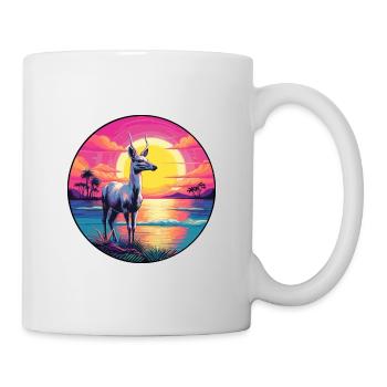Karibu buntes Aquarell Cartoon Kawaii Tier - Tasse - Weiß - Rechts
