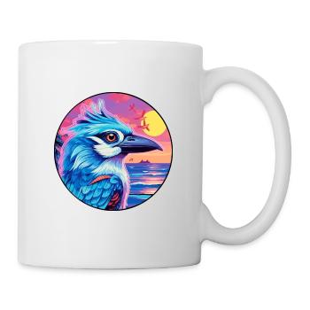 Blue Jay Colorful Watercolor Cartoon Kawaii Animal - Mug - white - Right