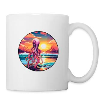 Squid Colorful Watercolor Cartoon Kawaii Animal - Mug - white - Right