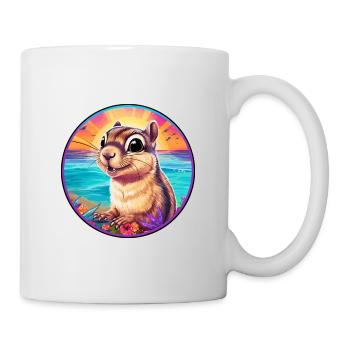 Chipmunk Colorful Watercolor Cartoon Kawaii Animal - Mug - white - Right