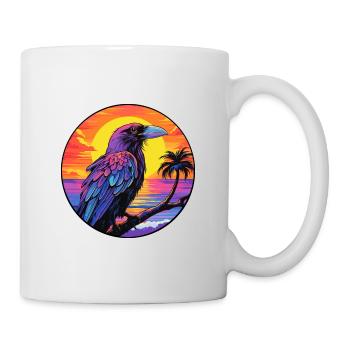 Crow Colorful Watercolor Cartoon Kawaii Animal - Mug - white - Right