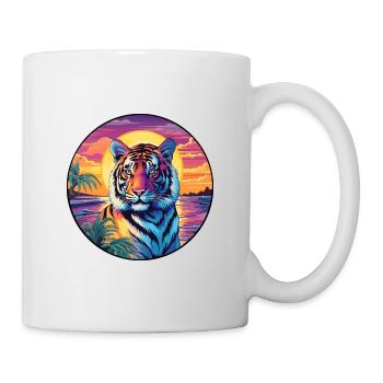 Tiger Colorful Watercolor Cartoon Kawaii Animal - Mug - white - Right