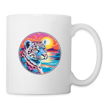 Snow Leopard Colorful Watercolor Cartoon Kawaii - Mug - white - Right
