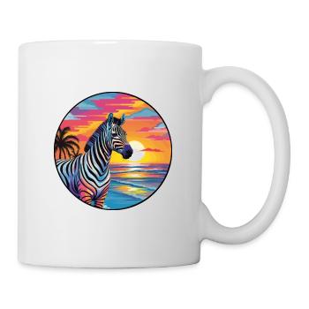 Zebra buntes Aquarell Cartoon Kawaii Tier - Tasse - Weiß - Rechts
