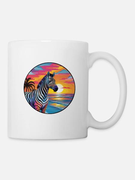 Zebra buntes Aquarell Cartoon Kawaii Tier - Tasse - Weiß