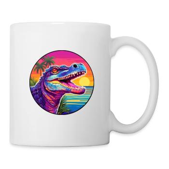Crocodile Aquarelle Colorée Dessin Animé Kawaii Pet - Mug blanc - blanc - Droite