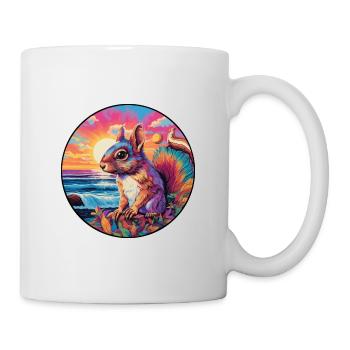 Eichhörnchen buntes Aquarell Cartoon Kawaii Tier - Tasse - Weiß - Rechts