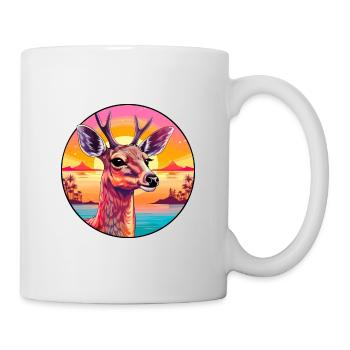 Cerf Aquarelle Colorée Dessin Animé Kawaii Animal - Mug blanc - blanc - Droite