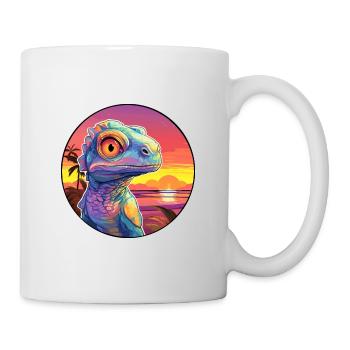 Chameleon Colorful Watercolor Cartoon Kawaii Pet - Mug - white - Right