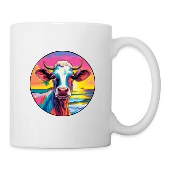 Kuh buntes Aquarell Cartoon Kawaii Tier - Tasse - Weiß - Rechts