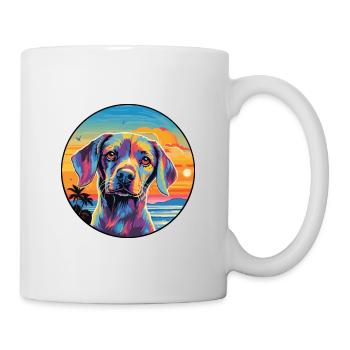 Hund Buntes Aquarell Cartoon Kawaii Tier - Tasse - Weiß - Rechts