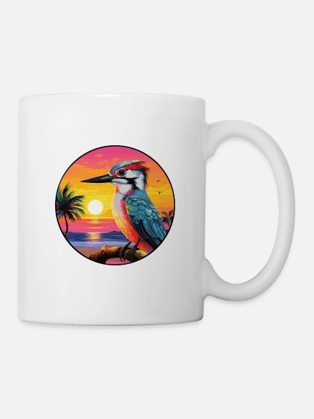 Specht bunte Aquarell-Karikatur Kawaii Haustier - Tasse - Weiß
