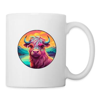 Yak Colorful Watercolor Cartoon Kawaii Animal - Mug - white - Right
