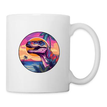 Dinosaurier buntes Aquarell Cartoon Kawaii Tier - Tasse - Weiß - Rechts