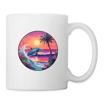 Dolphin Colorful Watercolor Cartoon Kawaii Animal - Mug - white - Right
