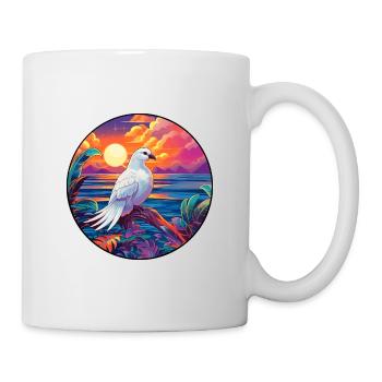 Dove Colorful Watercolor Cartoon Kawaii Animal - Mug - white - Right