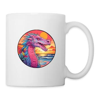 Drache Buntes Aquarell Cartoon Kawaii Tier - Tasse - Weiß - Rechts