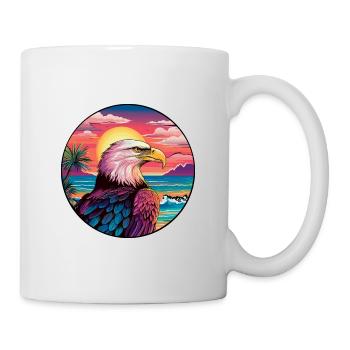 Adler Buntes Aquarell Cartoon Kawaii Tier - Tasse - Weiß - Rechts