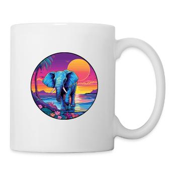 Éléphant Aquarelle Colorée Dessin Animé Kawaii Animal - Mug blanc - blanc - Droite