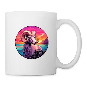 Ram Colorful Watercolor Cartoon Kawaii Animal - Mug - white - Right