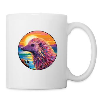 Echidna Colorful Watercolor Cartoon Kawaii Animal - Mug - white - Right