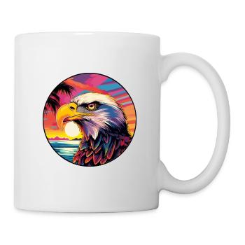 Adler Buntes Aquarell Cartoon Kawaii Tier - Tasse - Weiß - Rechts