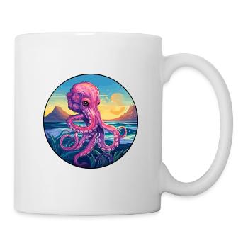 Oktopus Buntes Aquarell Cartoon Kawaii Tier - Tasse - Weiß - Rechts