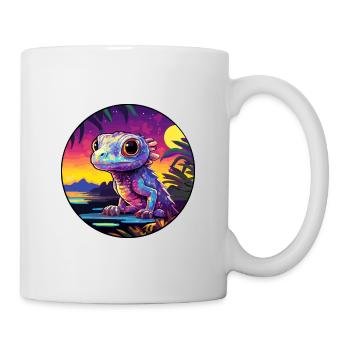 Salamandre Coloré Aquarelle Dessin Animé Kawaii Animal de compagnie - Mug blanc - blanc - Droite