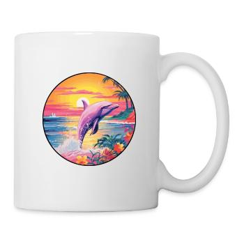 Dolphin Colorful Watercolor Cartoon Kawaii Animal - Mug - white - Right