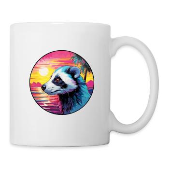 Skunk Coloré Aquarelle Dessin Animé Kawaii Animal - Mug blanc - blanc - Droite