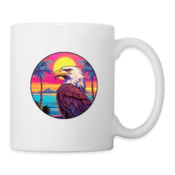Adler Buntes Aquarell Cartoon Kawaii Tier - Tasse - Weiß - Rechts