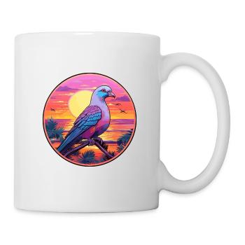 Pigeon Aquarelle Colorée Dessin Animé Kawaii Animal - Mug blanc - blanc - Droite