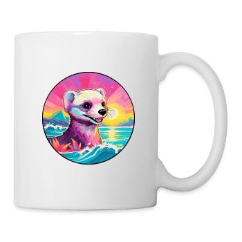 Ferret Colorful Watercolor Cartoon Kawaii Animal - Mug - white - Right