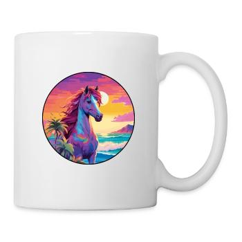 Pony Buntes Aquarell Cartoon Kawaii Tier - Tasse - Weiß - Rechts
