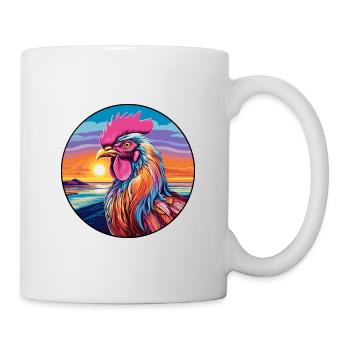 Hahn buntes Aquarell Cartoon Kawaii Tier - Tasse - Weiß - Rechts