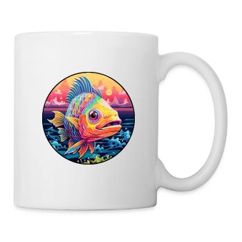 Fish Colorful Watercolor Cartoon Kawaii Animal - Mug - white - Right