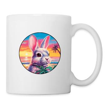 Kaninchen buntes Aquarell Cartoon Kawaii Tier - Tasse - Weiß - Rechts