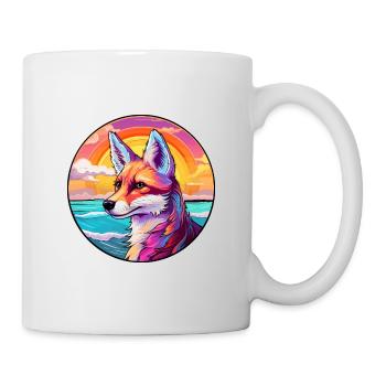 Fox Colorful Watercolor Cartoon Kawaii Animal - Mug - white - Right