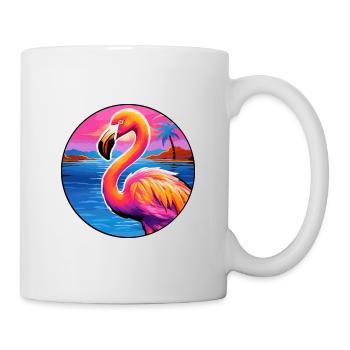 Flamingo Colorful Watercolor Cartoon Kawaii Animal - Mug - white - Right