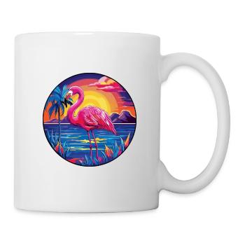 Flamingo Colorful Watercolor Cartoon Kawaii Animal - Mug - white - Right