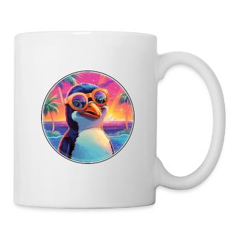 Penguin Colorful Watercolor Cartoon Kawaii Animal - Mug - white - Right