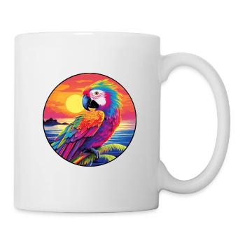 Papagei Buntes Aquarell Cartoon Kawaii Tier - Tasse - Weiß - Rechts