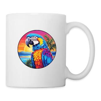 Papagei Buntes Aquarell Cartoon Kawaii Tier - Tasse - Weiß - Rechts
