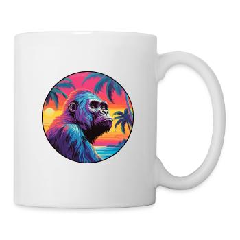 Gorilla Colorful Watercolor Cartoon Kawaii Animal - Mug - white - Right