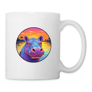 Hippo Colorful Watercolor Cartoon Kawaii Animal - Mug - white - Right