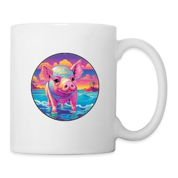 Cochon Aquarelle Colorée Dessin Animé Kawaii Animal - Mug blanc - blanc - Droite