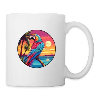 Papagei Buntes Aquarell Cartoon Kawaii Tier - Tasse - Weiß - Rechts