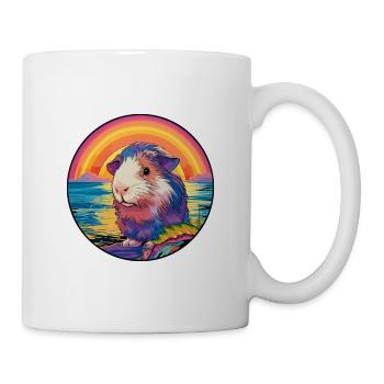 Meerschweinchen Buntes Aquarell Cartoon Kawaii Haustier - Tasse - Weiß - Rechts