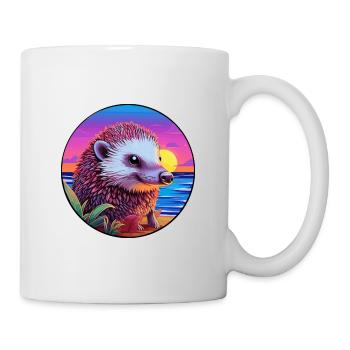 Igel Buntes Aquarell Cartoon Kawaii Tier - Tasse - Weiß - Rechts
