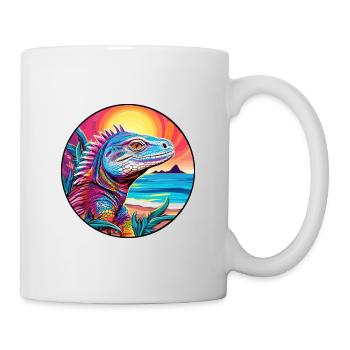 Iguana Colorful Watercolor Cartoon Kawaii Animal - Mug - white - Right